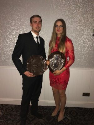 Holly and Chavez receiving their awards